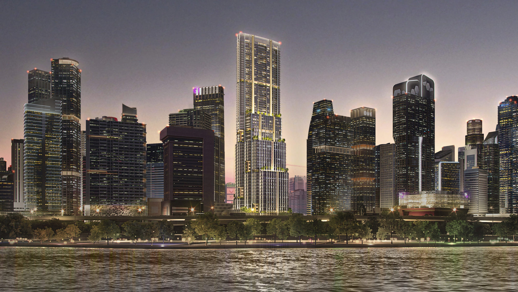 SOM's Shenton Way tower rendering SOM, Bezier