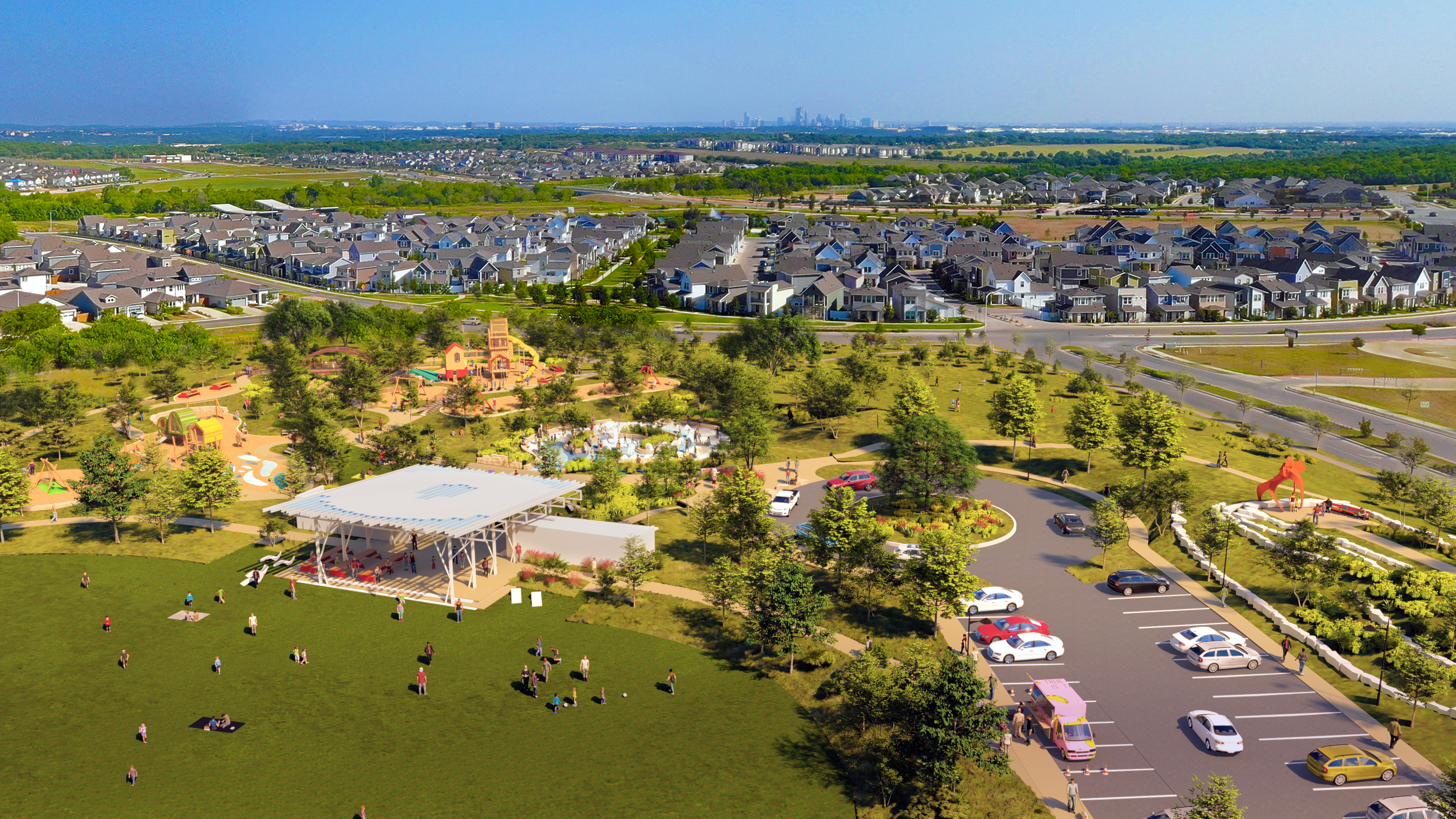 Aerial view of Skyline Park in Austin