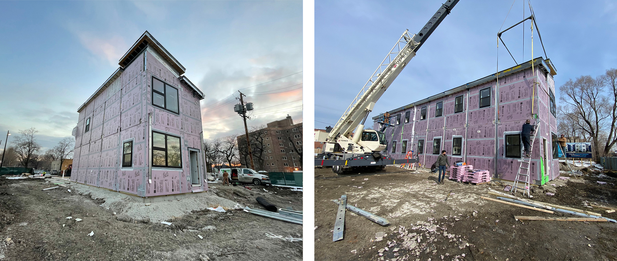 Modular townhomes being built