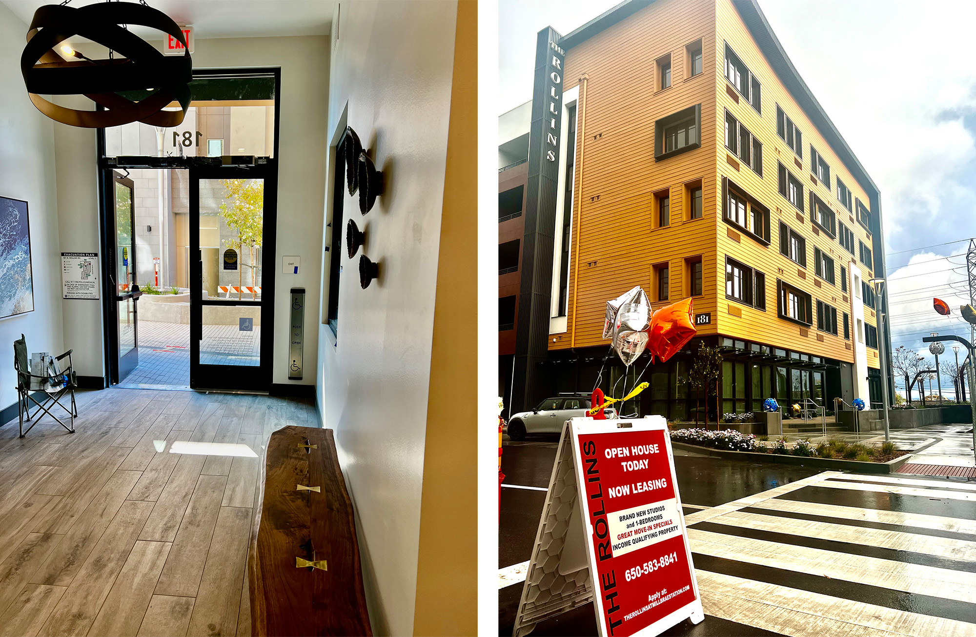 Hallway and building exterior