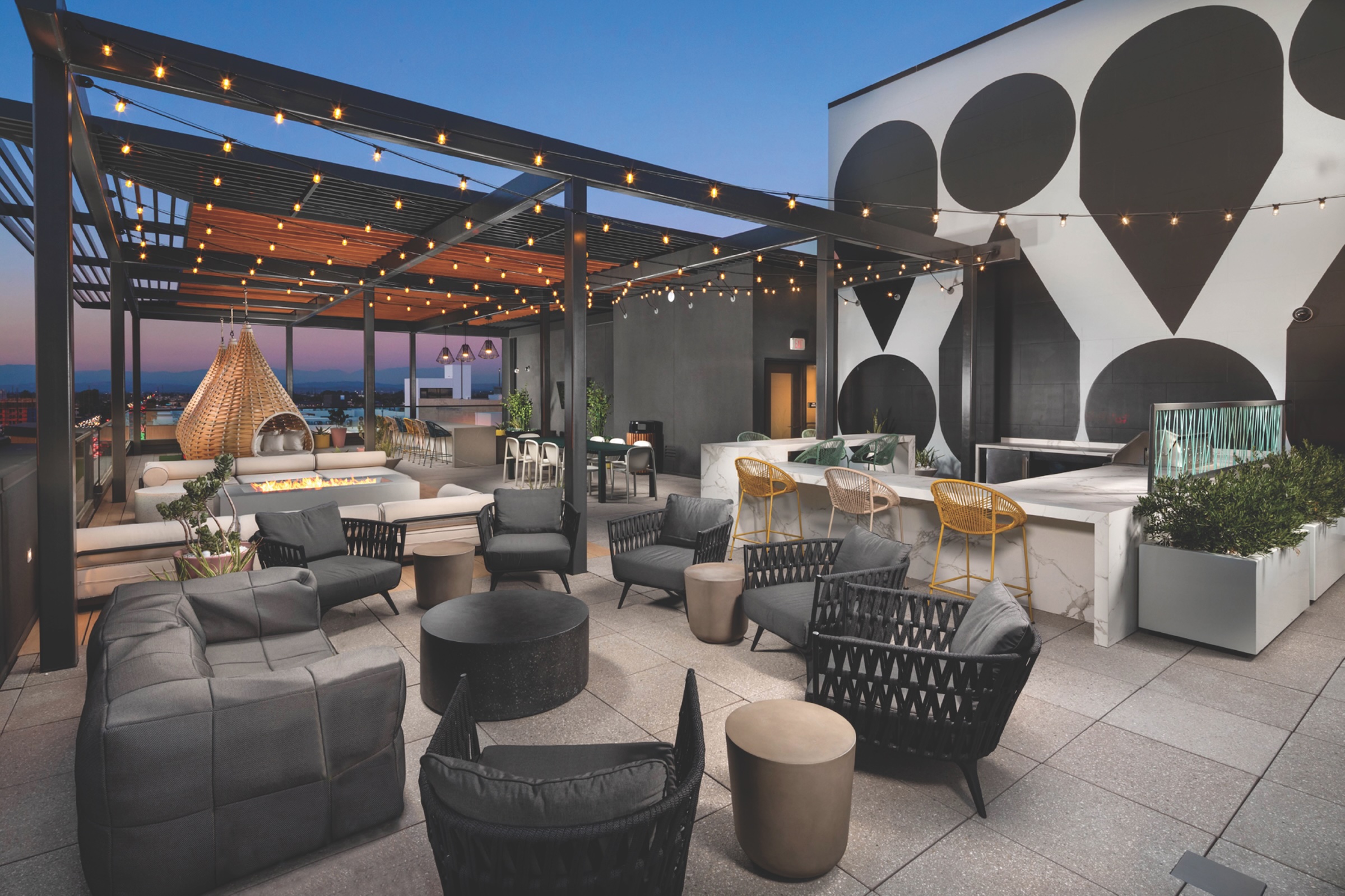 In September 2023, Bonanni Development completed VRV, a five-story 300-unit building in Stanton, Calif. Designed by AO, which also served as the Architect of Record, this multifamily project’s amenities include a rooftop deck over first-floor retail. Photo courtesy AO