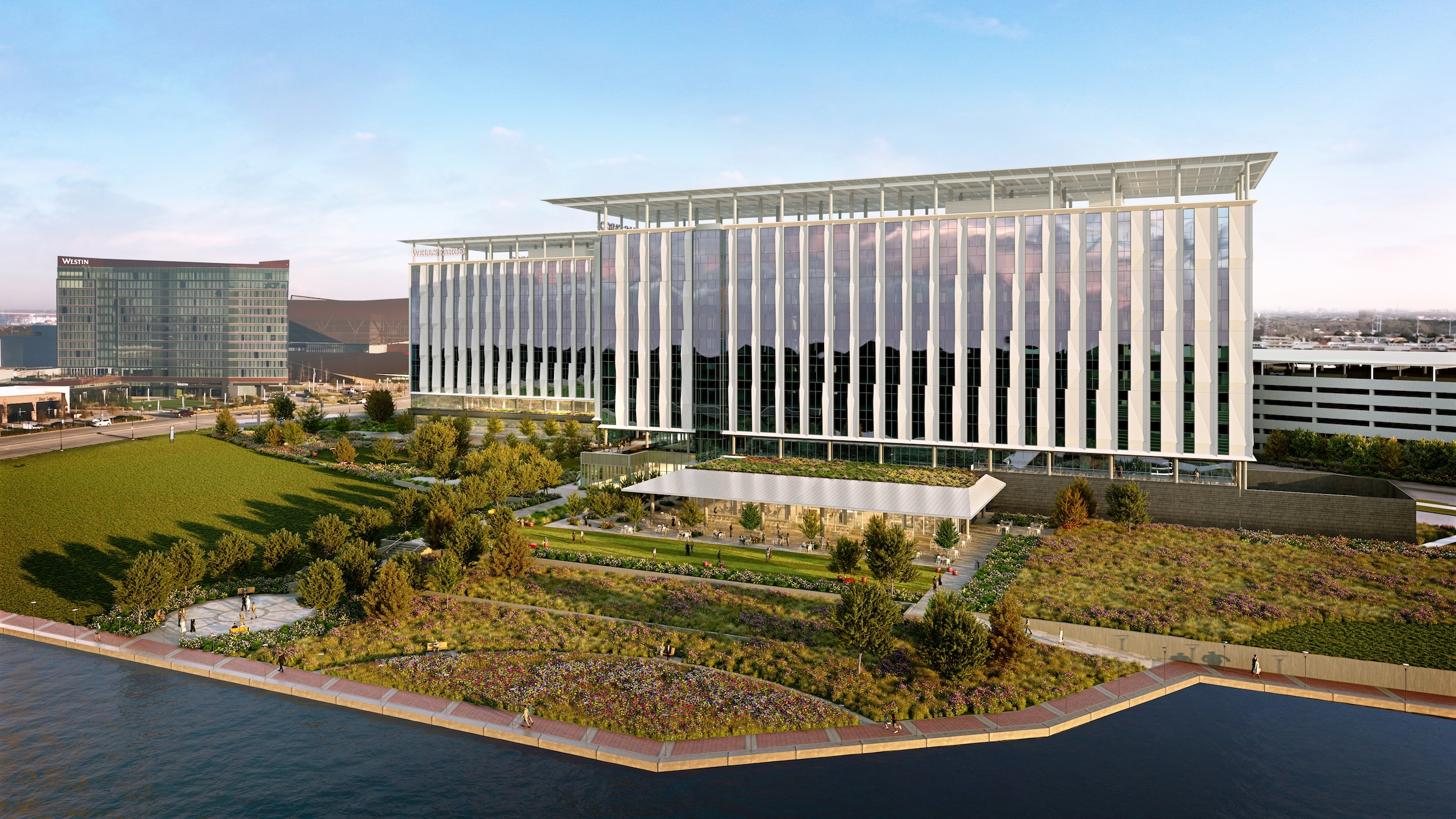 New Wells Fargo development in Texas will be bank’s first net-positive campus - Rendering: Corgan / Wells Fargo Office Campus