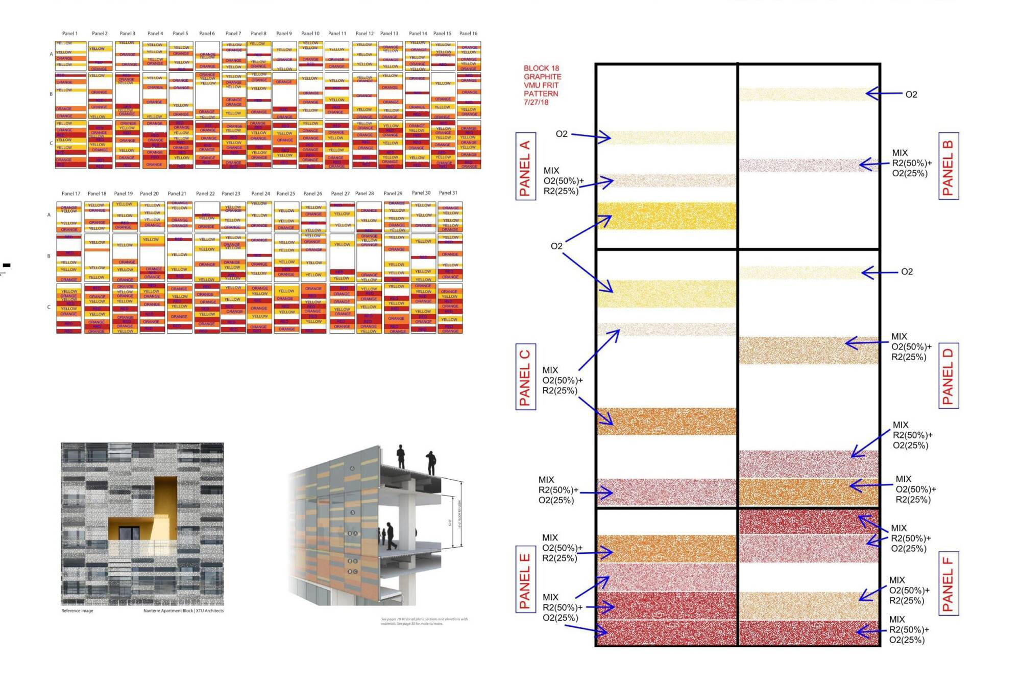 Design and fabrication drawing of digitally printed glass concept.