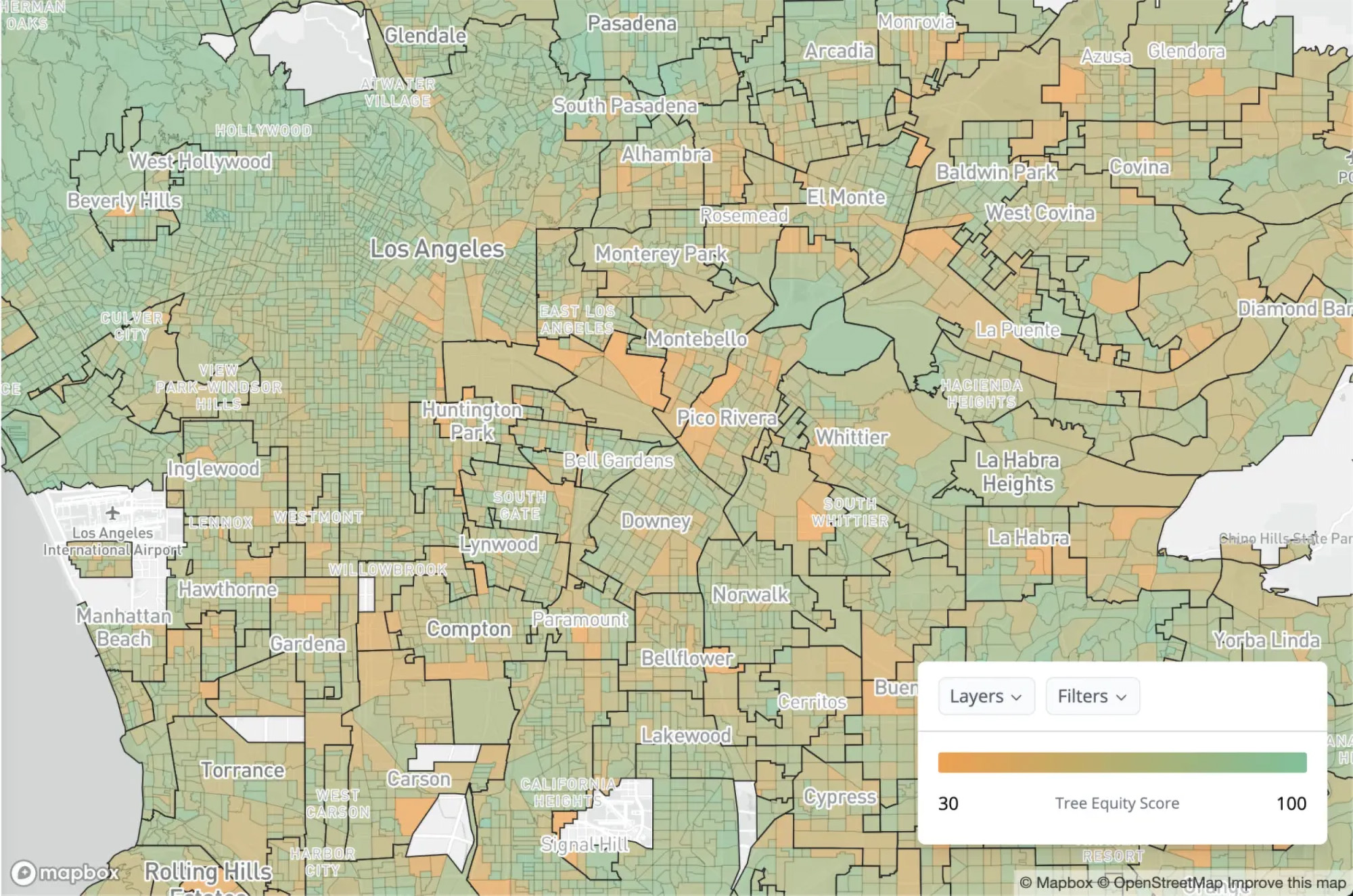 Sample capture of American Forests Tree Equity Score tool. (Photo courtesy of American Forests)