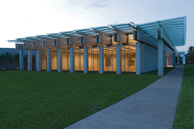 South view, Renzo Piano Pavilion, September 2013. Kimbell Art Museum, Fort Worth