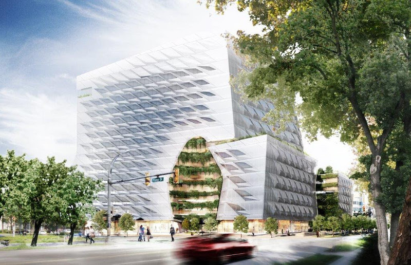 Rendering of lululemon's Vancouver HQ by Morphosis