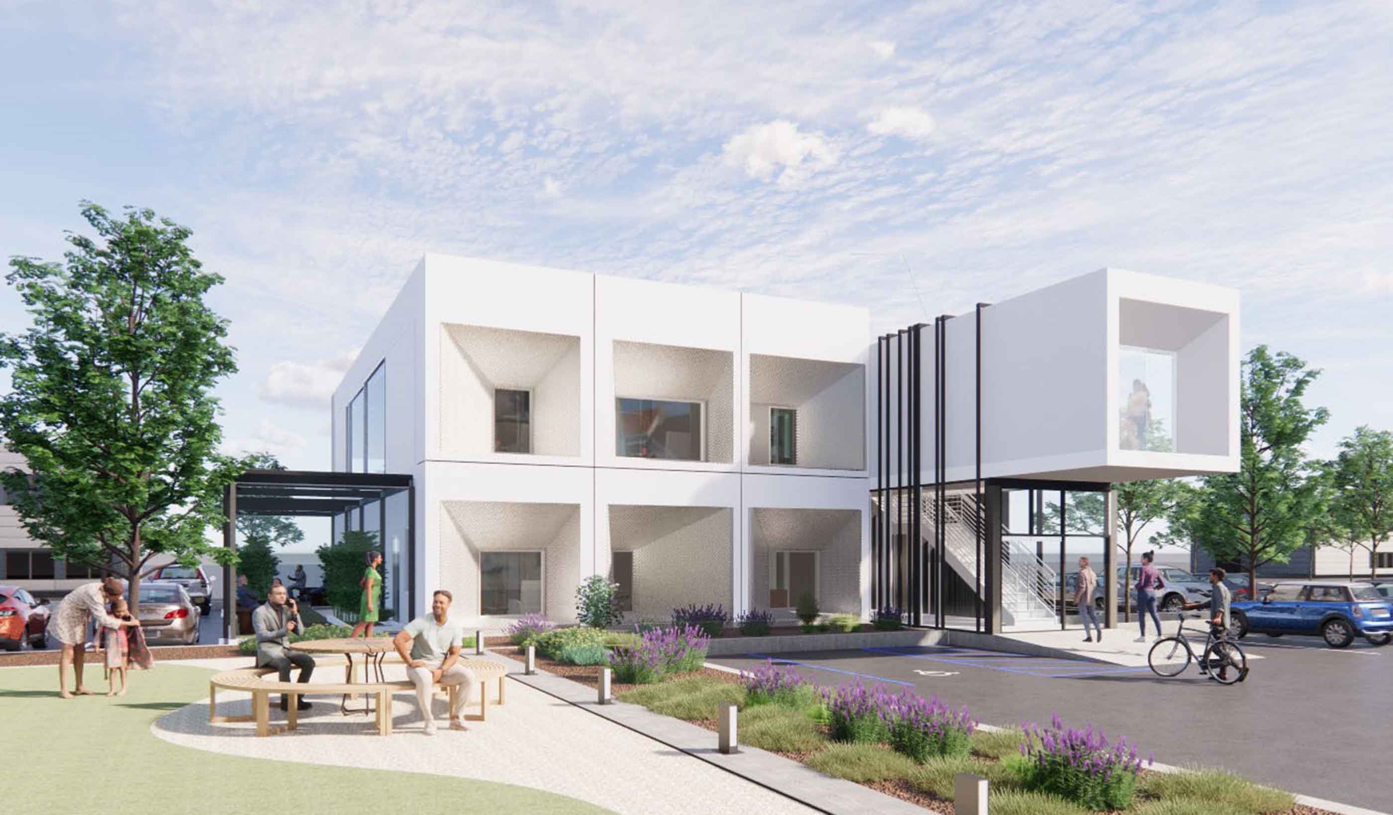 Rendering of modular healthcare building