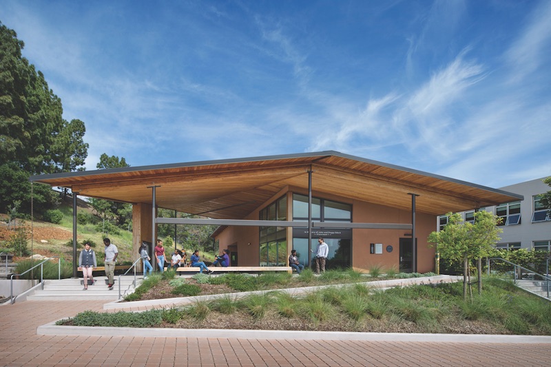 The exterior of the environmental studies building at Bishop O' Dowd high school