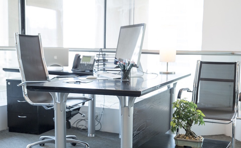 A workspace in an office