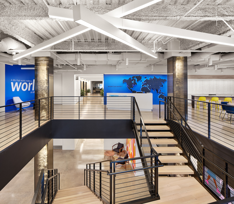 CareerBuilder HQ central stair and reception