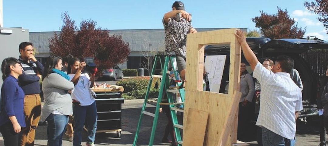 Rick Nelson, Senior Associate at MBH Architects, Alameda, Calif., demonstrates the proper installation of materials to MBH professionals