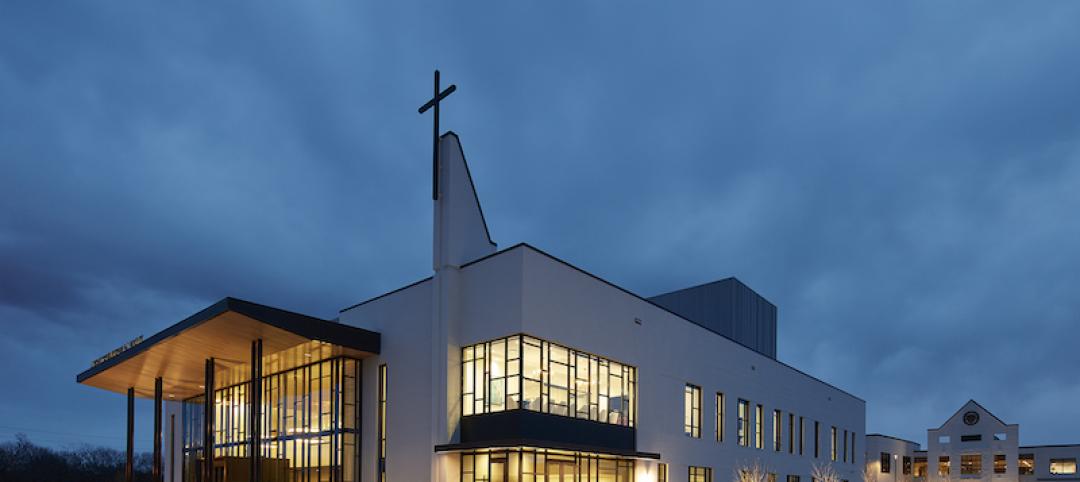 Christ Presbyterian Academy Fine Arts Center at night