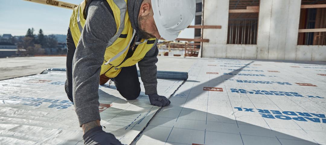 GAF SA Vapor Retarder XL being installed at The Revington rental housing complex, Worcester, Mass. Photo: Courtesy GAF