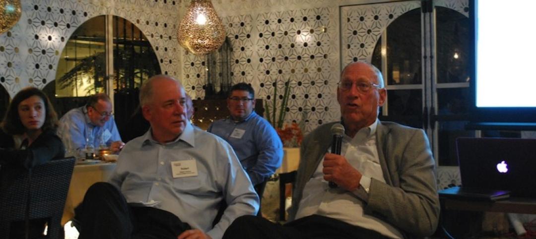 Gensler founder Arthur Gensler (right) talked with BD+C Editorial Director Rober