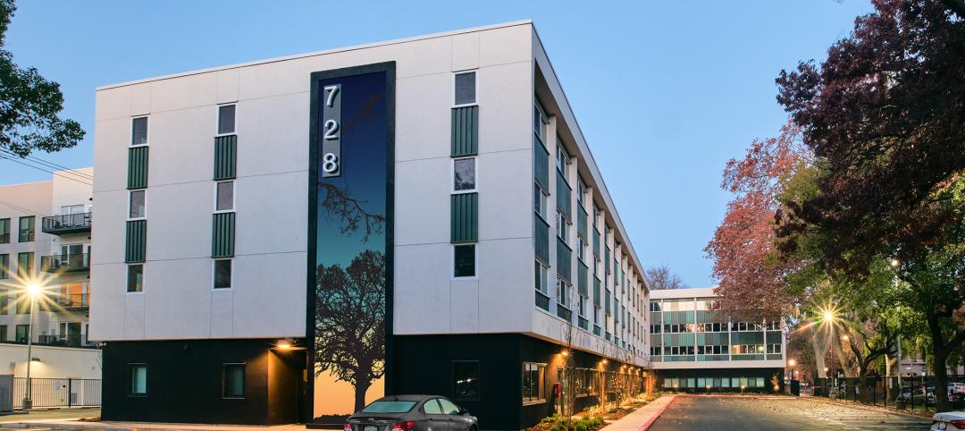 Adaptive reuse renovation of a former Holiday Inn exterior view