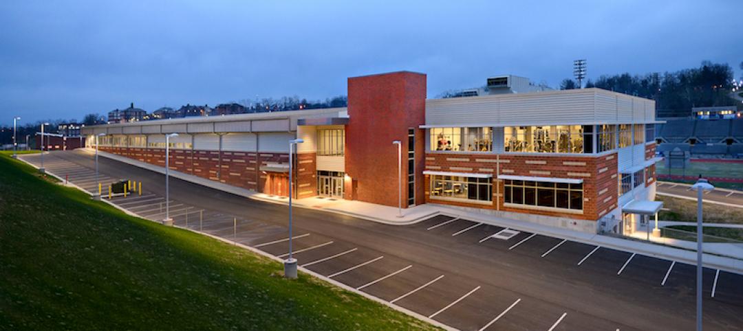 The LINC with the fitness center shown in the window