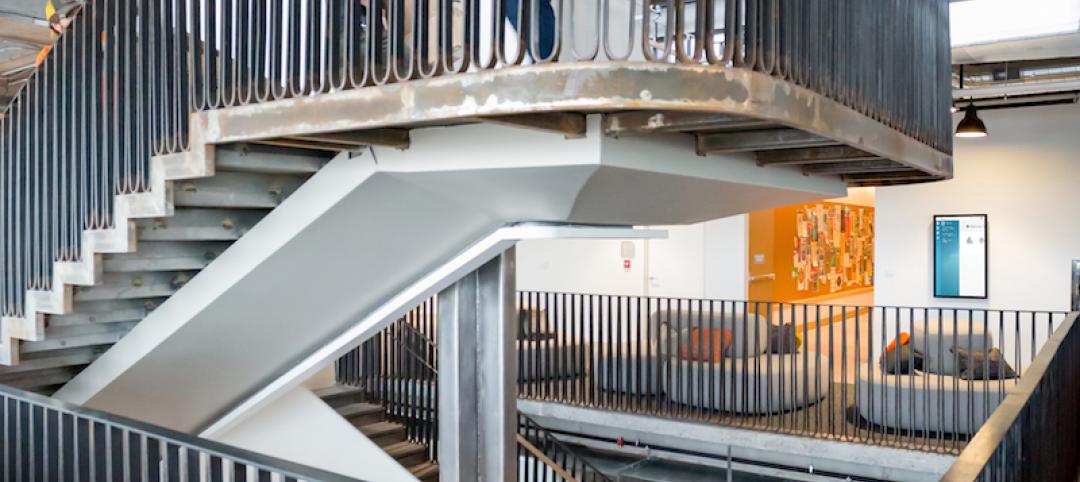 Woman walking down a staircase