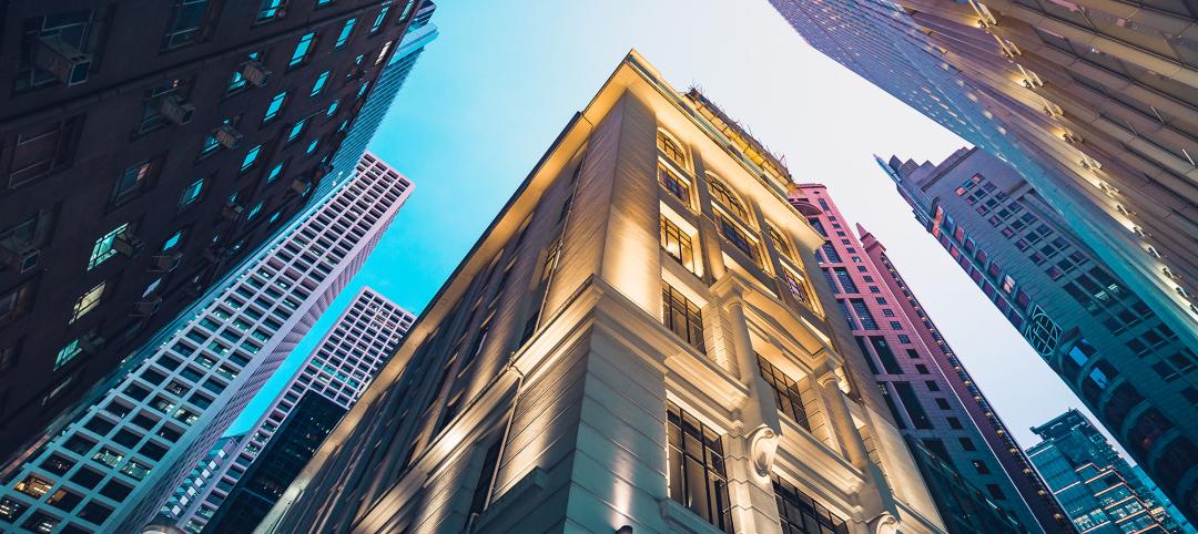 Modern commercial building at night