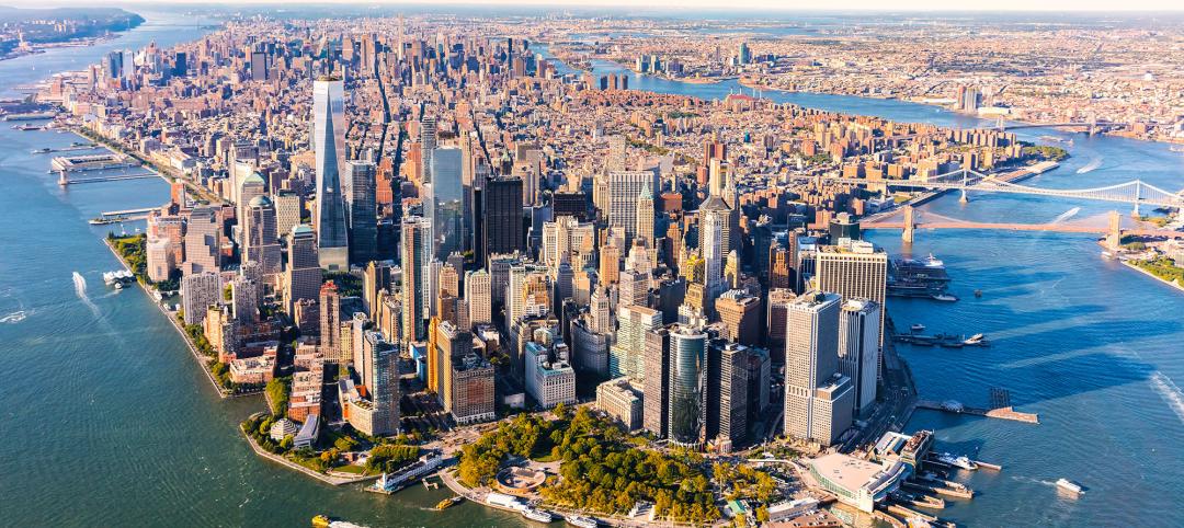 Aerial view of lower Manhattan New York City