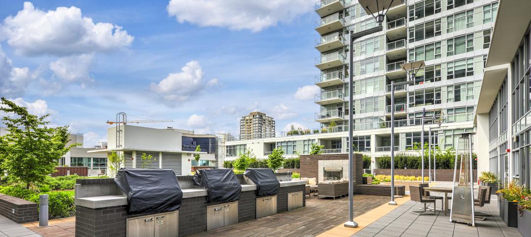 Exterior of Contemporary high-rise apartment building