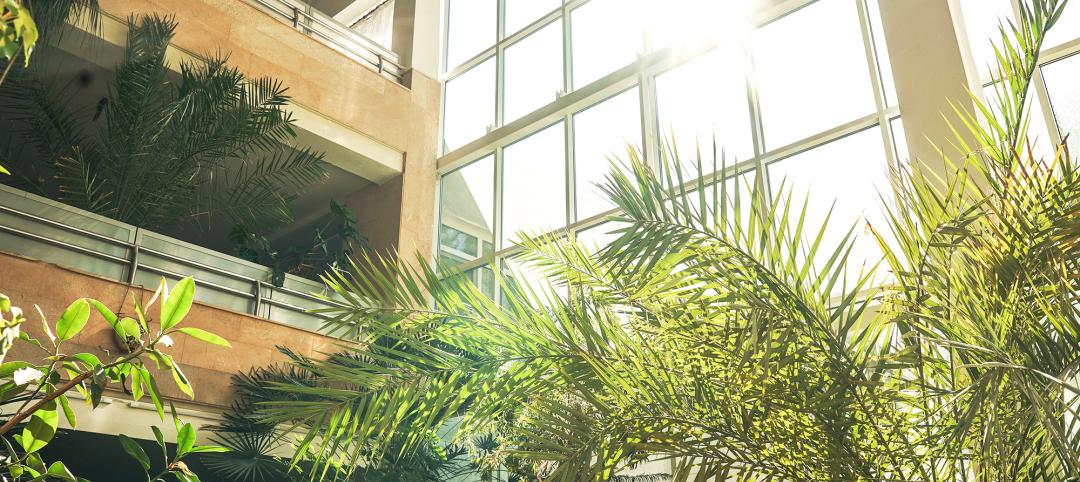 Building interior with many plants and daylight