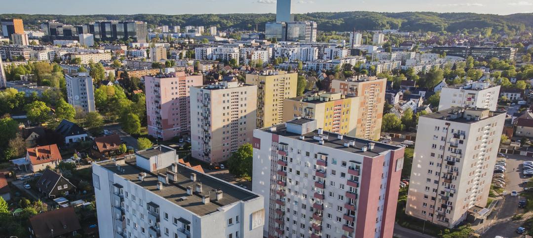 Blocks of flats in the Przymorze housing estate in Gdańsk. A warm spring day