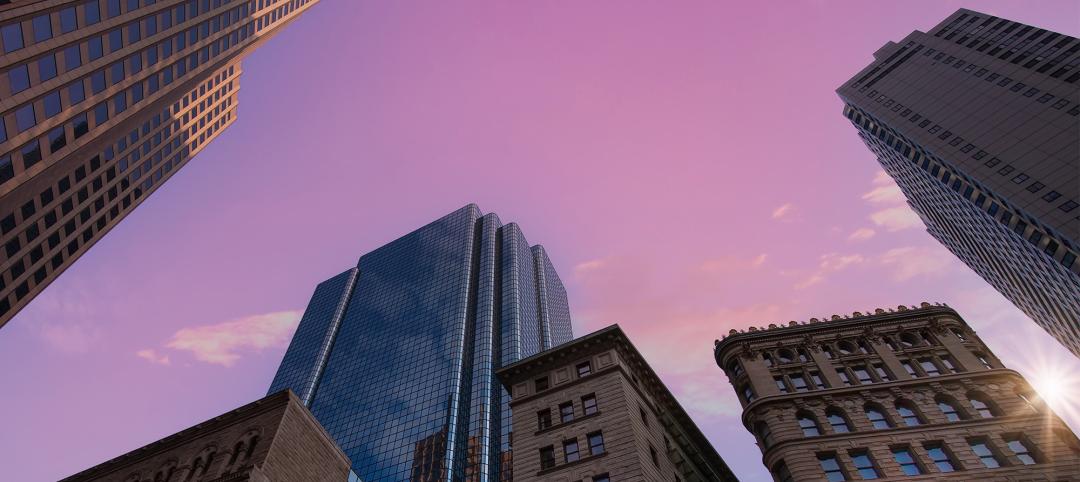 USA, Scenic Boston multifamily downtown financial district city skyline and skyscrapers.