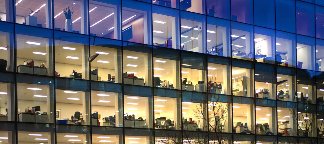 Office building windows at night