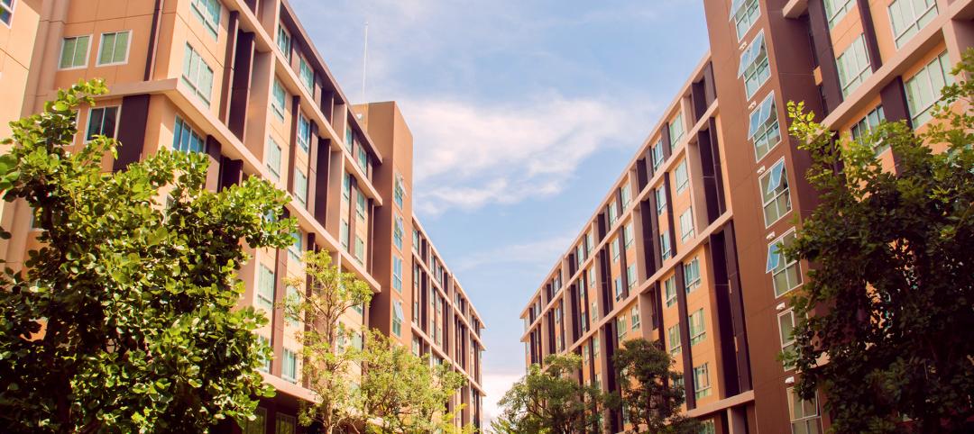 student housing resident building perspective landscape background