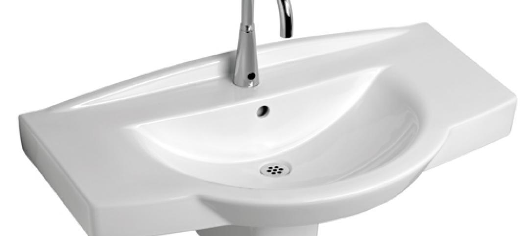 Sensor-operated faucets, such as this wall-hung, ADA-compliant model, help impro