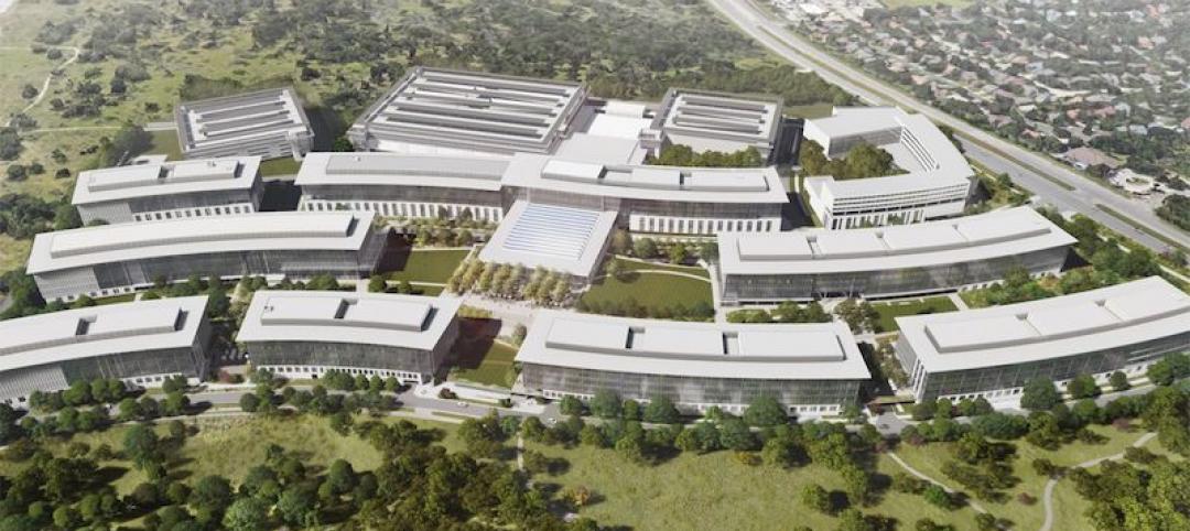 Aerial rendering of Apple's under construction Austin Campus