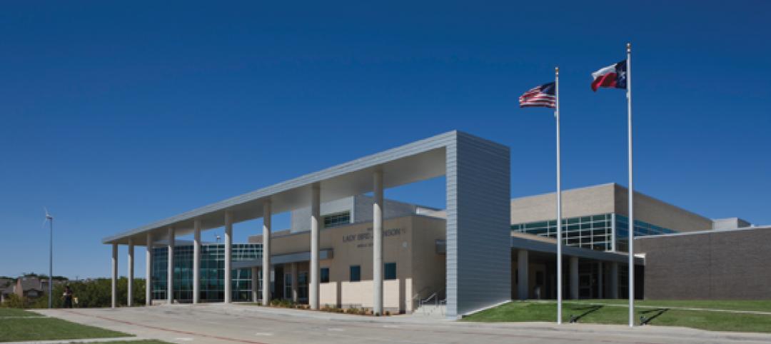 The $29 million Lady Bird Johnson Middle School, in Irving, Texas, isat 152,000