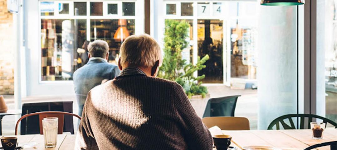 A man sits in a cafe