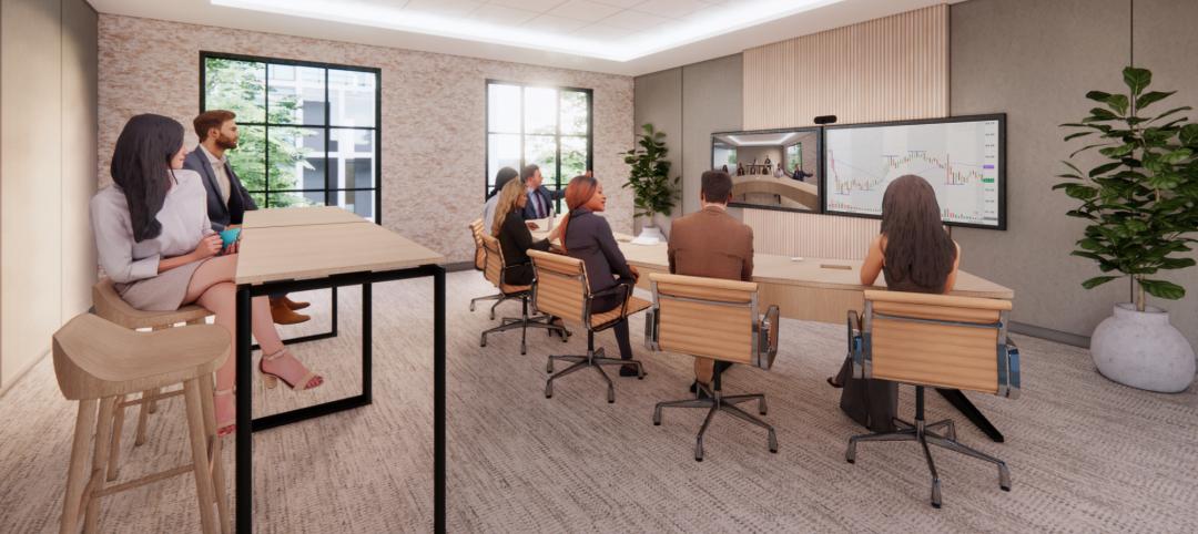 Rendering of adults in modern office room