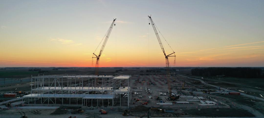 Cranes at night