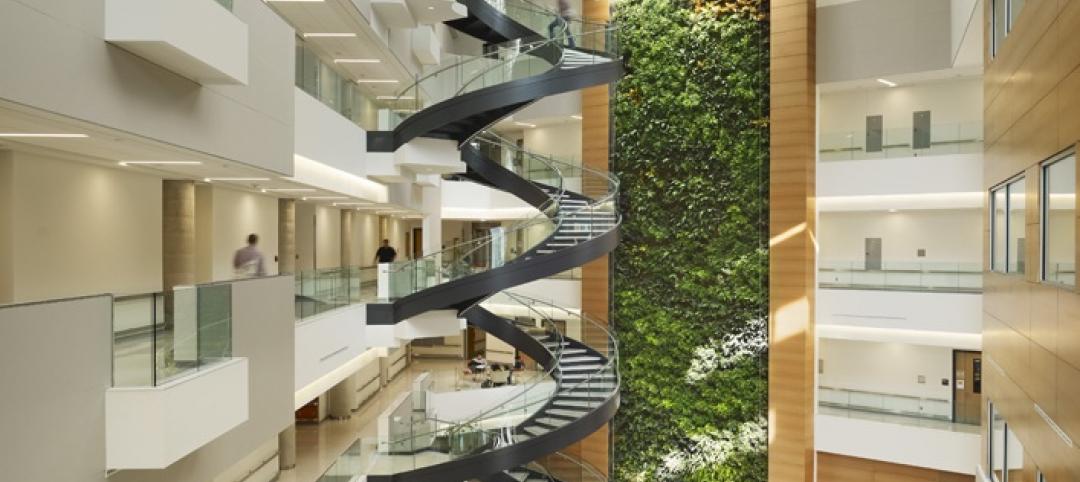 The 1,460-sf green wall at the Papadakis Integrated Science Building, Drexel Uni