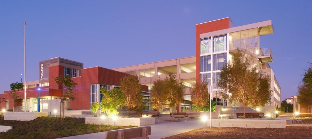 A key design element in the police substation was the green roof grid system, wh