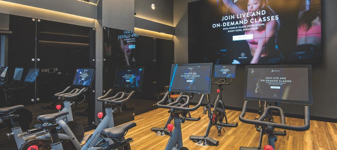 Peloton cycling studio at Spoke Apartments