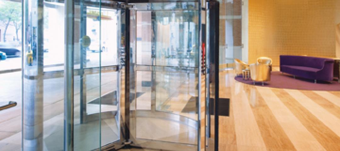 An automatic revolving door (DORMA 1000-A Series) installed at Detroits Greekto