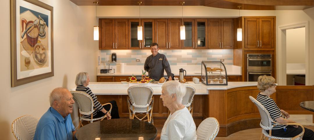 Senior living facility bakery with customers