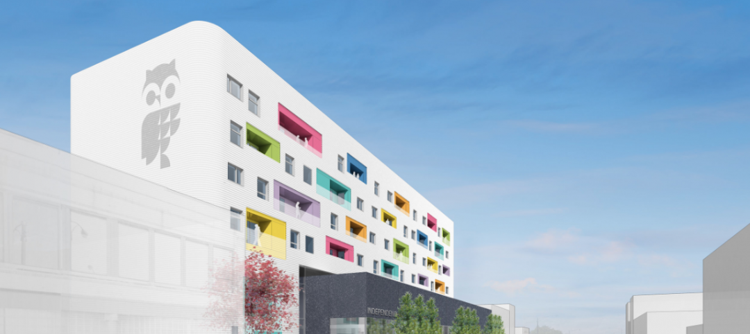 Independence Library and Apartments, a hybrid library and affordable housing development in Chicago. Designed by John Ronan Architects