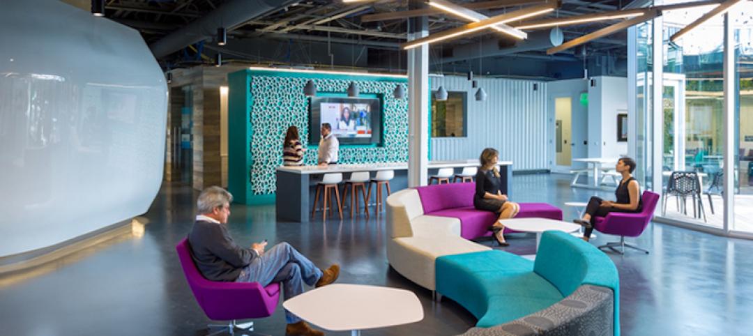 People sitting in an indoor collaboration space