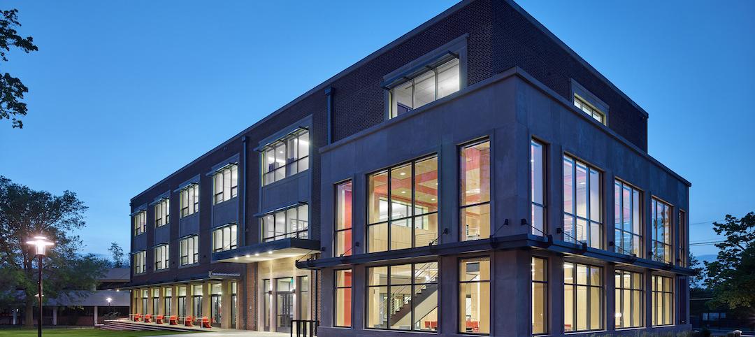 Kenneth K.T. Yen Humanities Building exterior at night