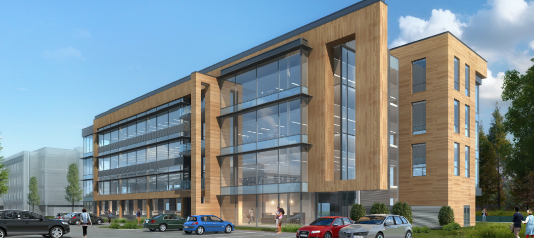 The first all-mass timber office building in Wilmington, N.C., is under construction. Rendering courtesy LS3P