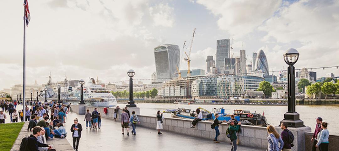 A newly developed waterfront space in London