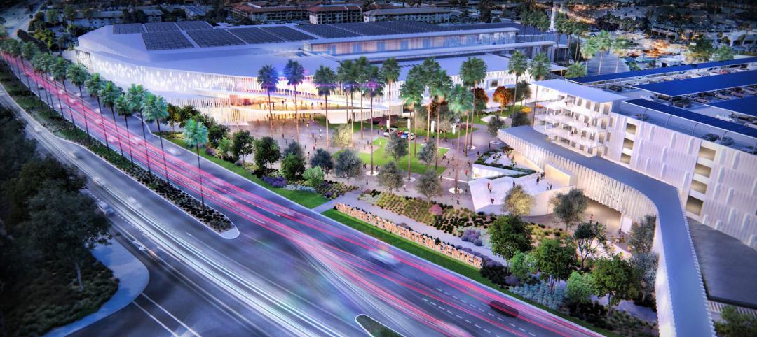 Aerial view of new convention center in Ontario, Calif. 