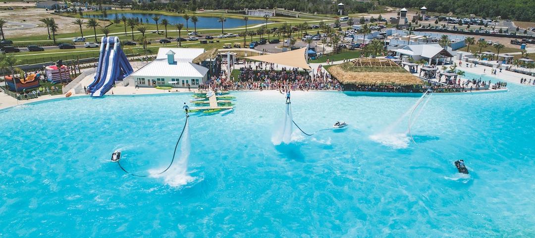 Water jet packs in a crystal lagoon