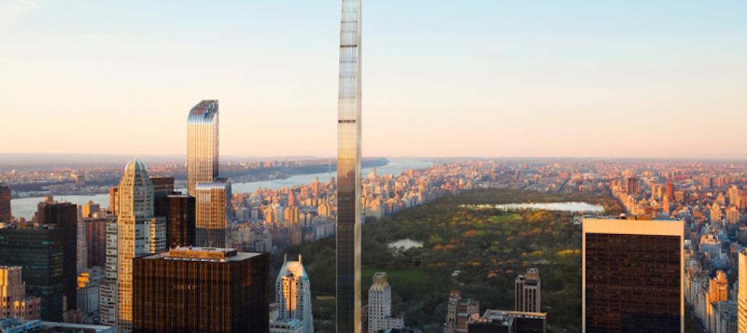 A rendering of the completed 111 West 57th Tower by SHoP Architects