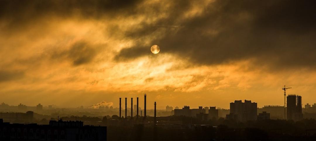 Smog in the sky over a manufacturing facility