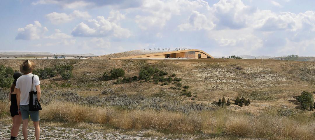 The Theodore Roosevelt Presidential Library, on a butte in North Dakota